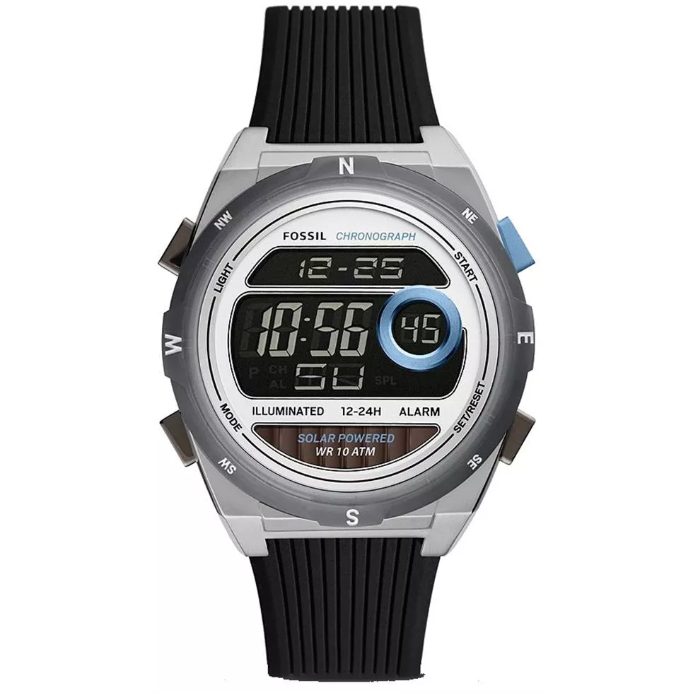 Fossil Dayliner Three-Hand Navy Leather Watch 42MM