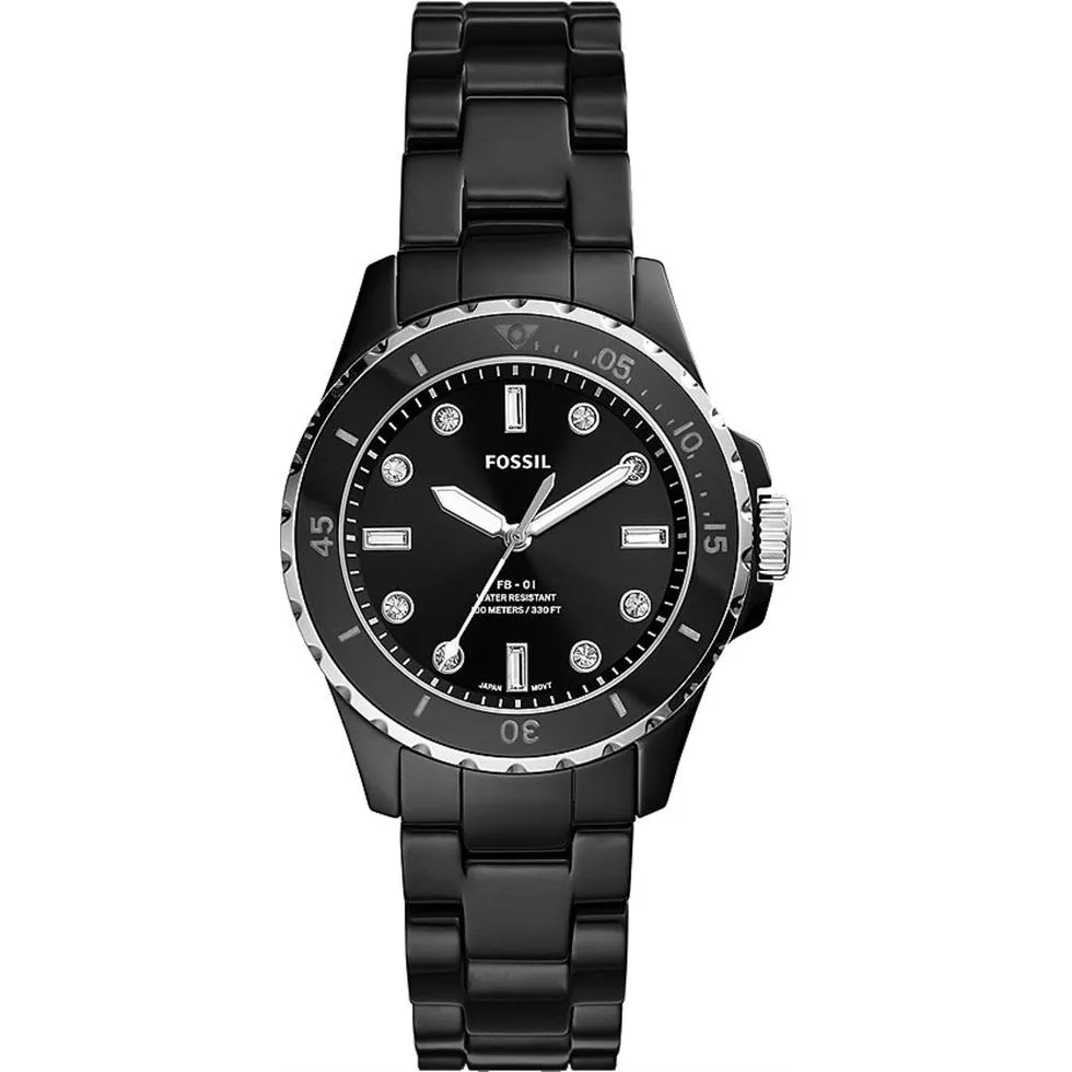 Fossil FB-01 Three-Hand Black Ceramic Watch 36MM