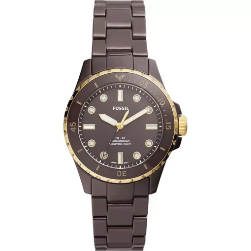 Fossil FB-01 Three-Hand Brown Ceramic Watch 36MM