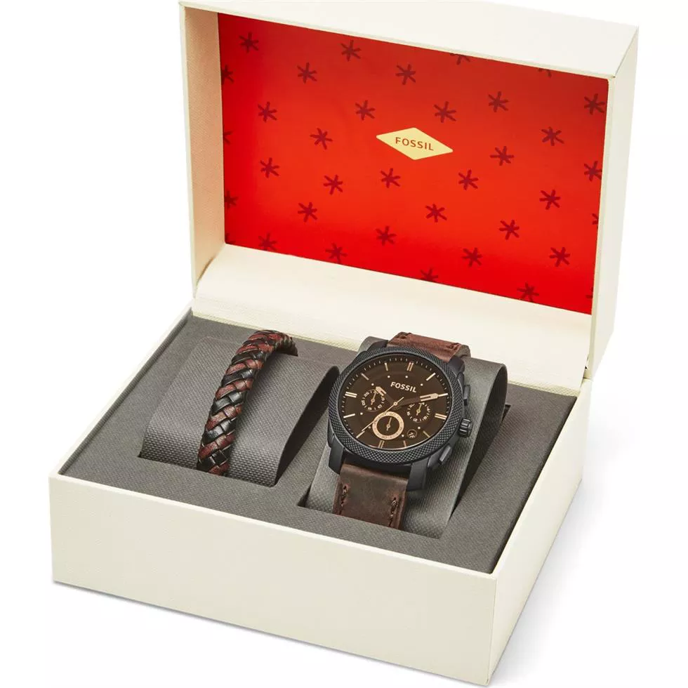 Fossil Machine Dark Brown Watch Set 42mm