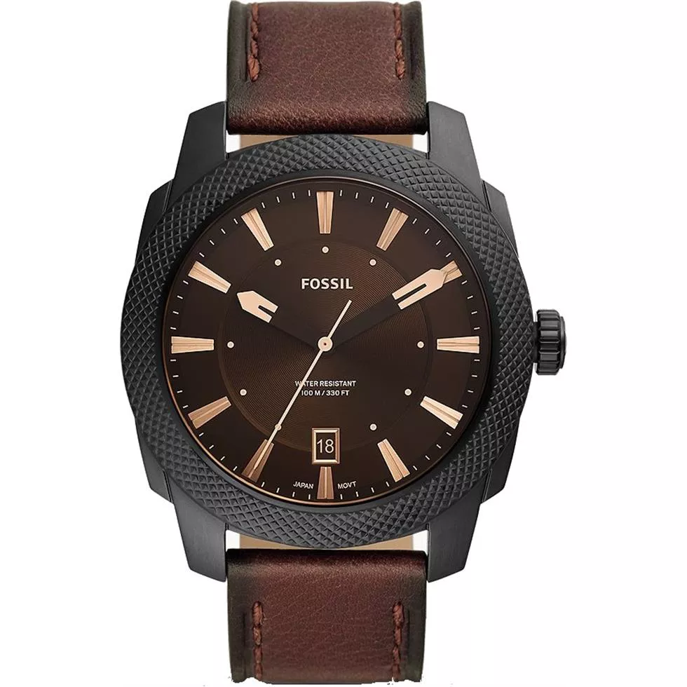 Fossil Machine Date Dark Brown Watch 49mm