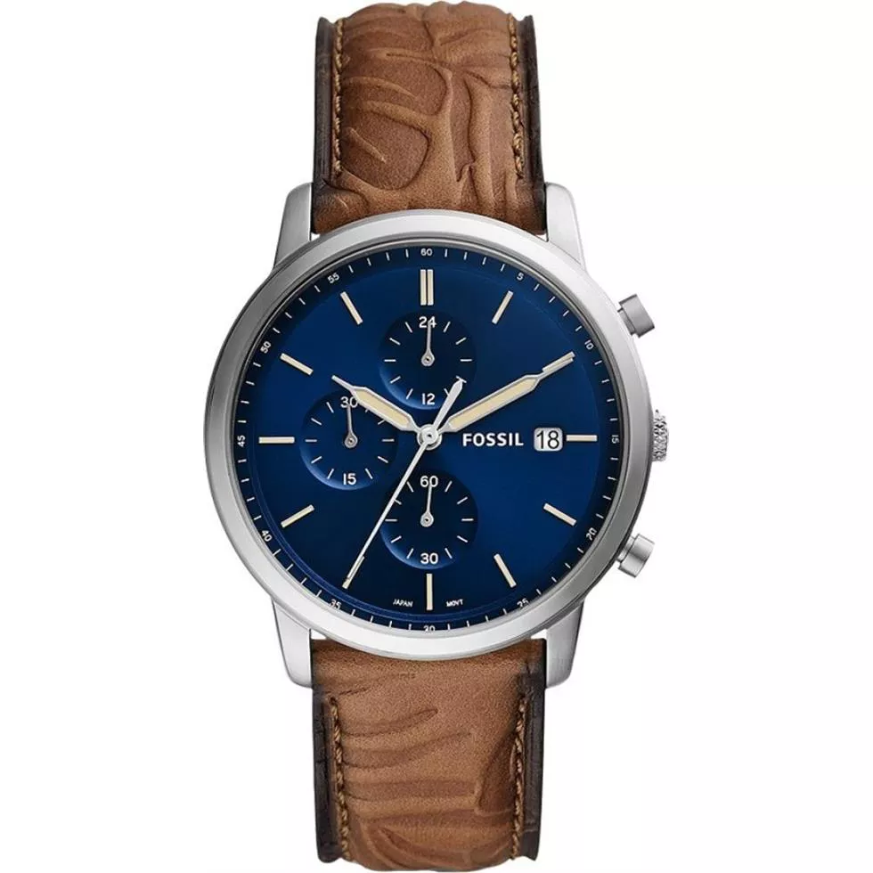Fossil Minimalist Chronograph Tan Eco Leather Watch 42MM