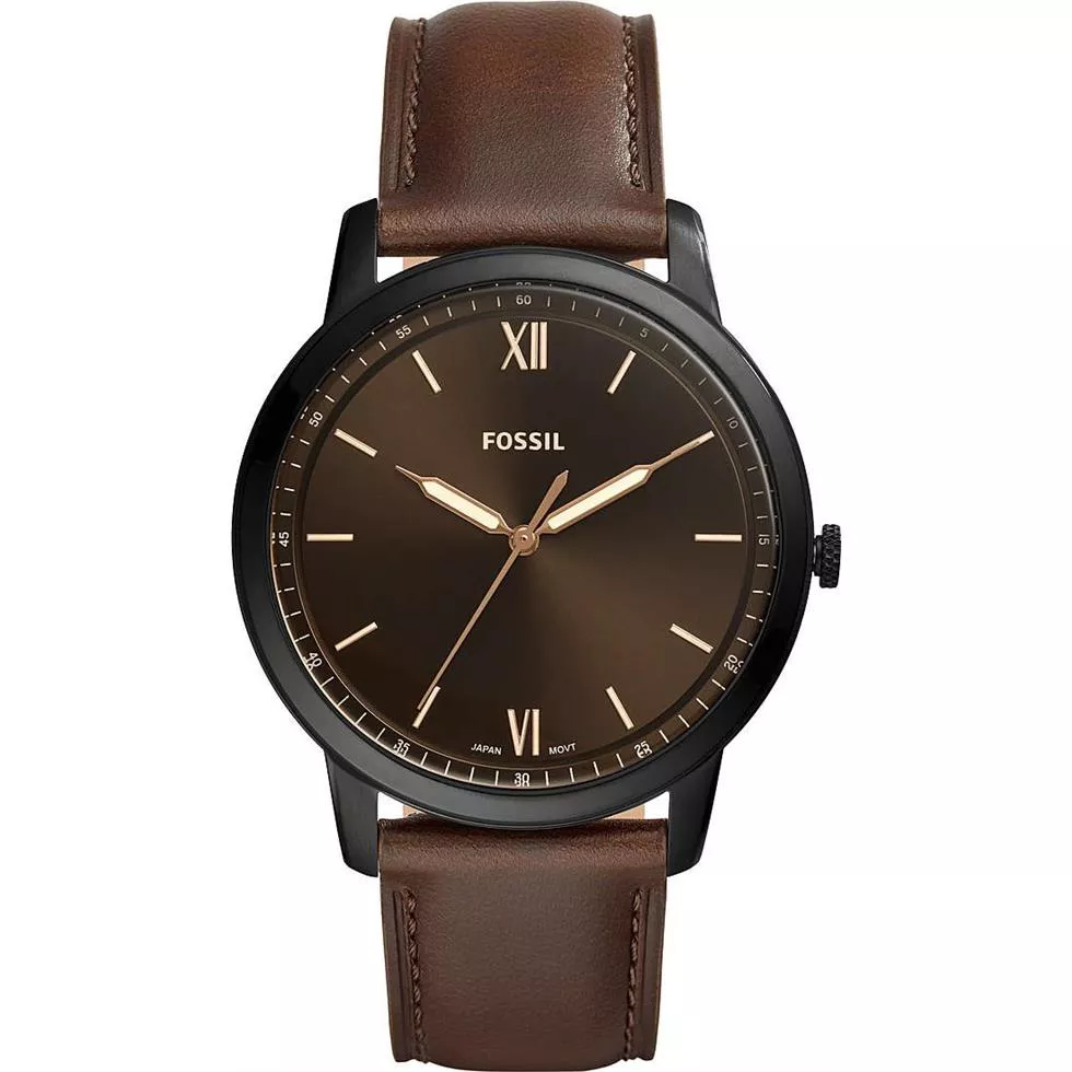Fossil Minimalist Three-Hand Brown Leather Watch 44MM