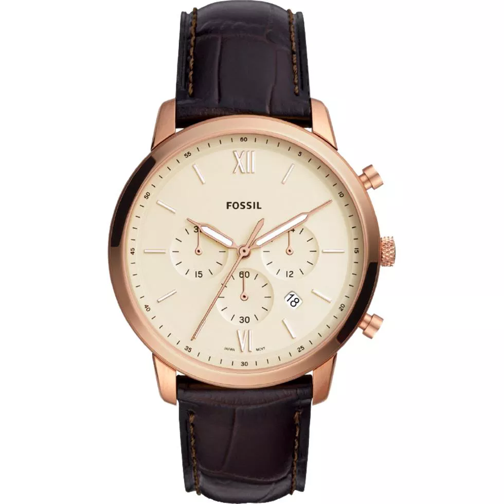 Fossil Neutra Brown Croco Watch 44mm