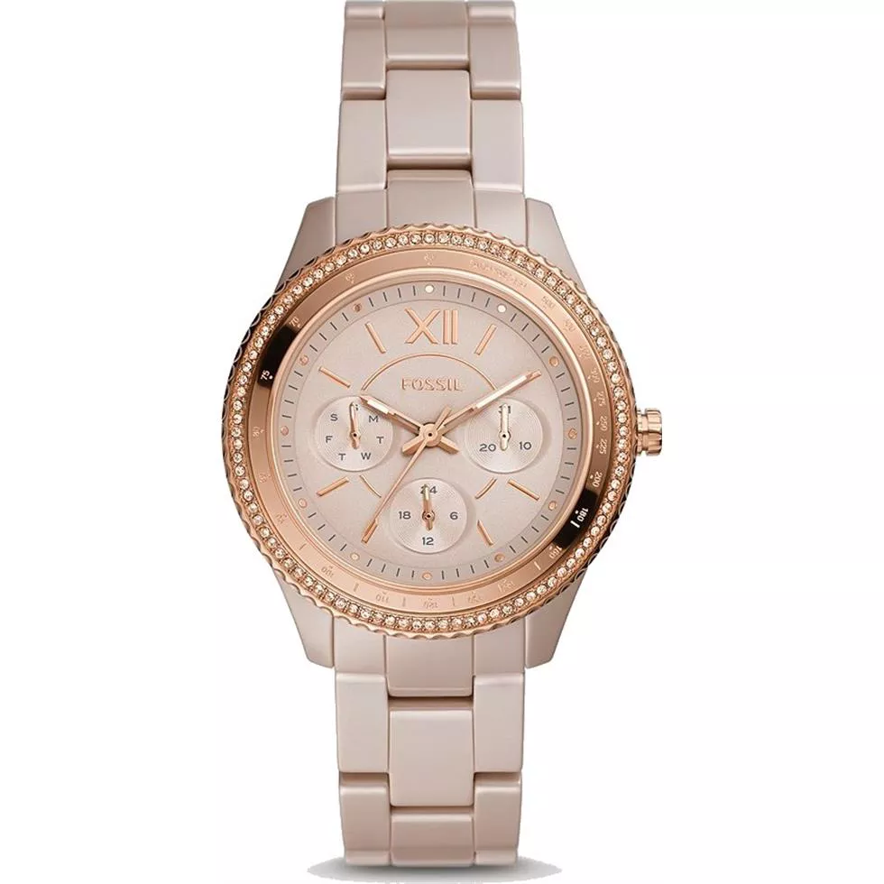 Fossil Stella Multifunction Caramel Ceramic Watch 38mm