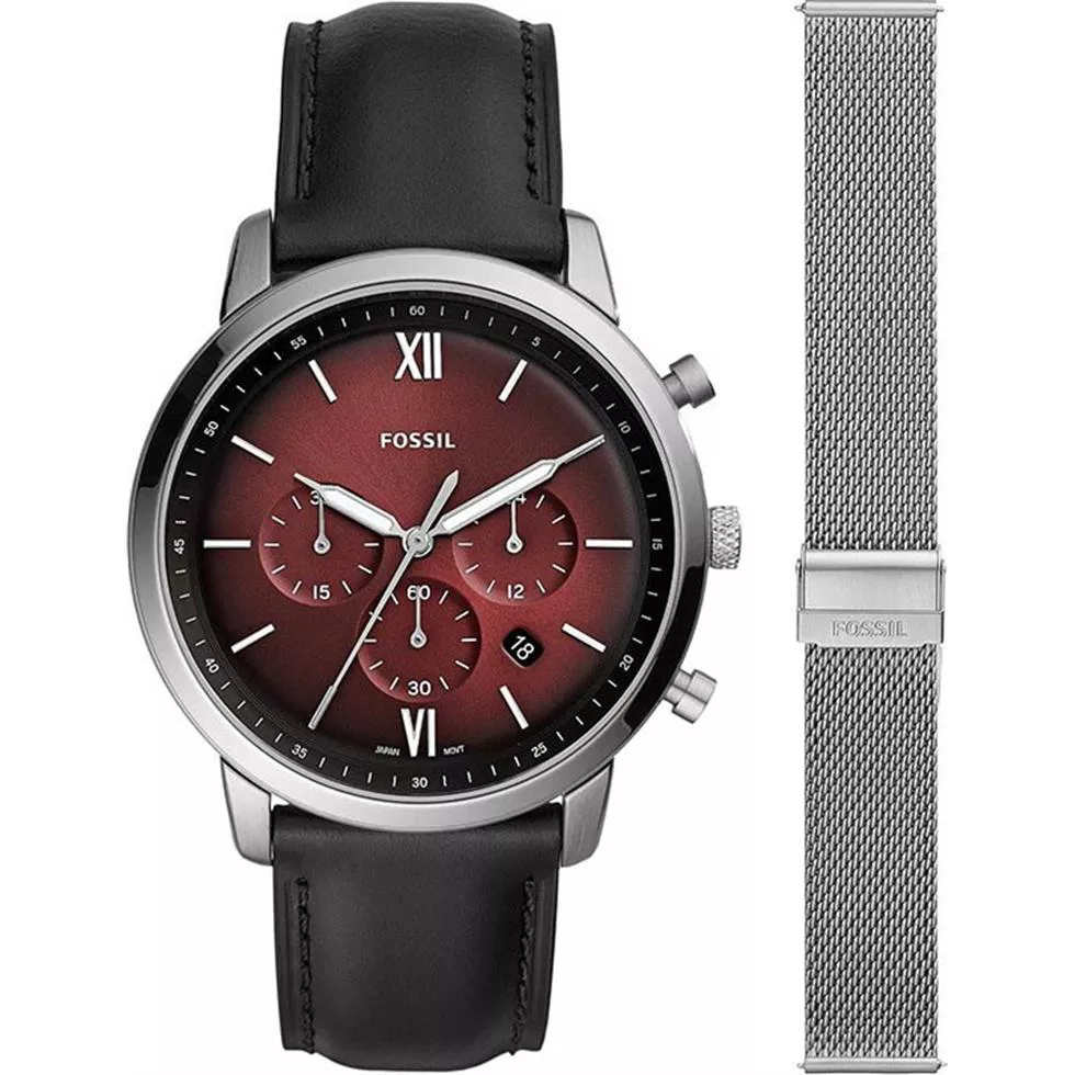 Neutra Chronograph Black Leather Watch 44mm