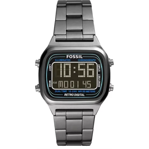 Retro Digital Smoke Stainless Steel Watch 40MM