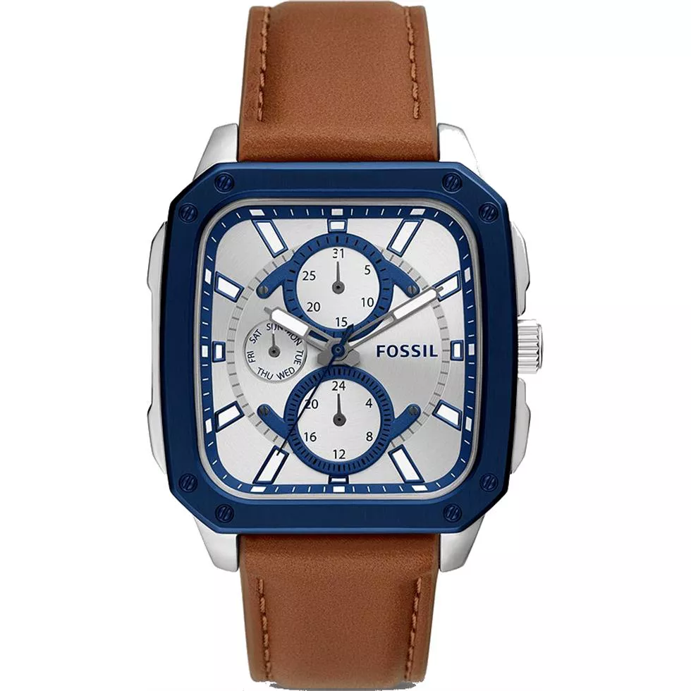 Fossil Multifunction Black Leather Watch 42mm